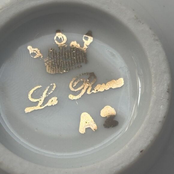 Vtg Limoges France La Reine Courting Couple Miniature Plate Set Magenta Gold - Picture 4 of 7